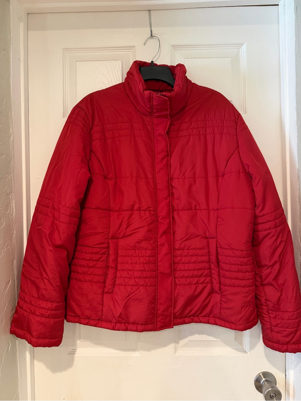 New York & Company Bold Red Quilted Puffer Jacket